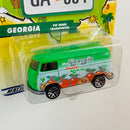 2002 Matchbox Across America 50th Birthday Series Georgia Volkswagen VW Panel Transporter verde - Incluye Placa de Auto