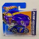 2012 Hot Wheels Heat Fleet Volkswagen Beetle azul metálico OH5 Tarjeta Europea