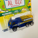2002 Matchbox Across America 50th Birthday Series Alabama Airport Fire Pumper azul - Incluye Placa de Auto