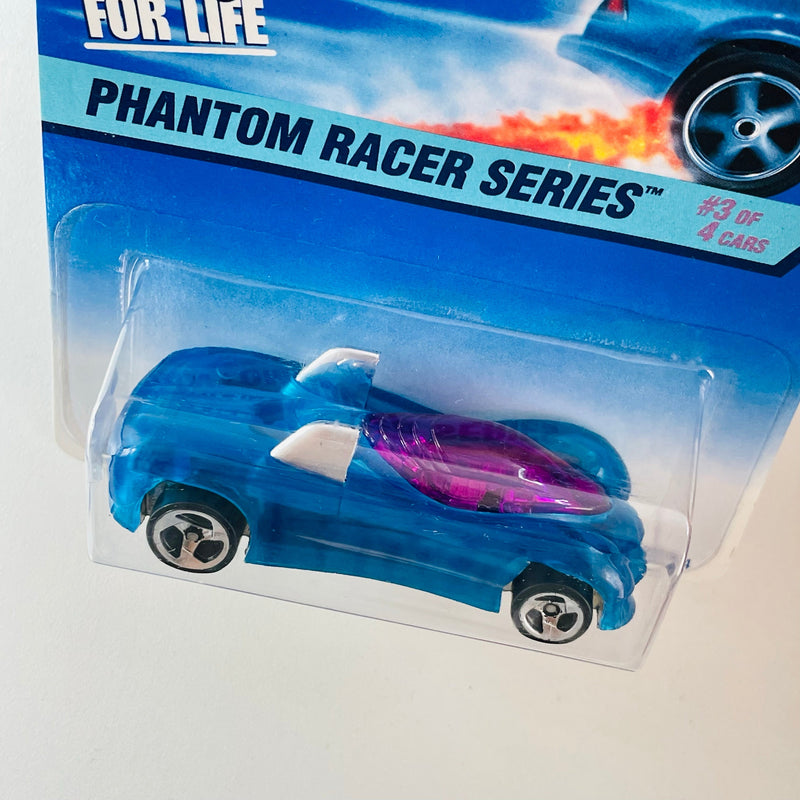 1997 Hot Wheels Phantom Racer Series Power Pipes azul 3SP base ZAMAC