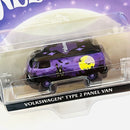 2025 Greenlight Hobby Exclusive Halloween Volkswagen Type 2 Panel Van morado Llantas de Goma