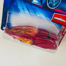 2004 Hot Wheels First Editions Crooze Ooz Coupe 044 rojo metálico con flamas 5SP con SK5 Primera Edición