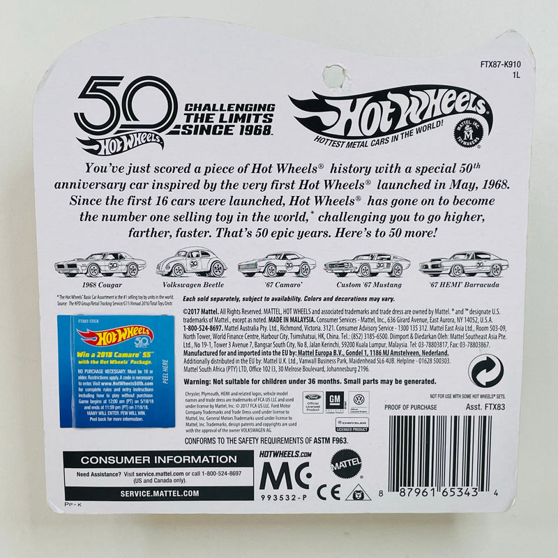 2018 Hot Wheels 50th Anniversary Originals Custom 67 Ford Mustang rojo spectraflame Redline RL base ZAMAC