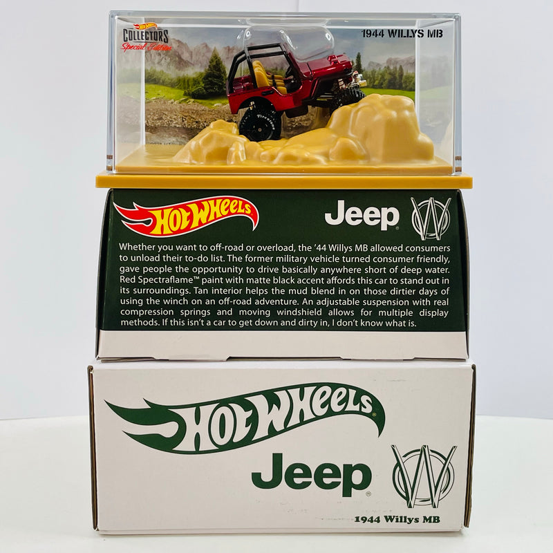 2021 Hot Wheels RLC Jeep 1944 Willys MB Exclusivo Red Line Club rojo spectraflame Llantas de Goma RR