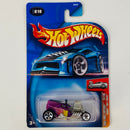 2004 Hot Wheels First Editions Tooned Shift Kicker 010 morado con flamas 5SP Primera Edición