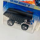 1996 Hot Wheels Silver Series II CAT Dump Truck plata cromado SB base ZAMAC