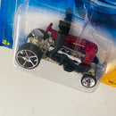 2008 Hot Wheels New Models Dragtor rojo metálico OH5 base ZAMAC Primera Edición - Detalle Burbuja