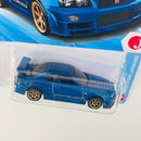 2026 Hot Wheels HW J-Imports Nissan Skyline GT-R BNR34 azul metálico 6SP