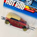 2000 Hot Wheels Hot Rod Magazine 1930 Ford Phaeton Model A rojo metálico LW base ZAMAC