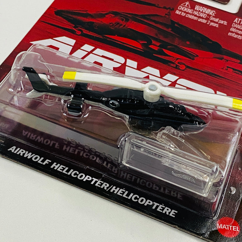 2025 Hot Wheels Premium Pop Culture Airwolf Helicopter negro Base Metal Primera Edición