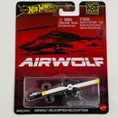 2025 Hot Wheels Premium Pop Culture Airwolf Helicopter negro Base Metal Primera Edición