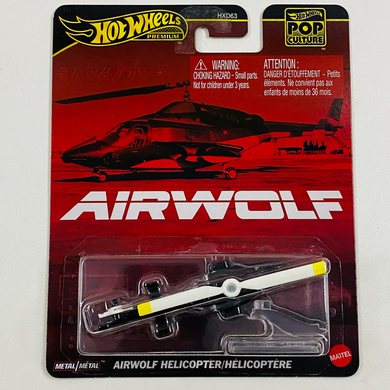 2025 Hot Wheels Premium Pop Culture Airwolf Helicopter negro Base Metal Primera Edición