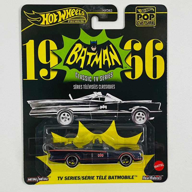 2025 Hot Wheels Premium Pop Culture Batman Classic TV Series Batmobile azul oscuro metálico Llantas de Goma RR