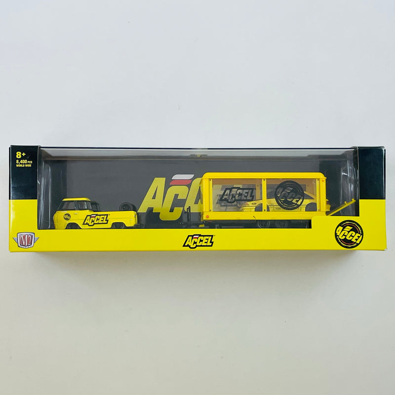 2021 M2 Machines Auto-Haulers Limited Edition 1/8,400 Holley Accel 1964 Ford Econoline Truck y 1988 Ford Mustang GT R52 21-29 con Llantas de Goma