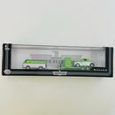 2021 M2 Machines Auto-Haulers Limited Edition 1/8,400 Willys Americar 1964 Dodge A100 Camper Van y 1941 Willys Coupe R52 21-28 con Llantas de Goma