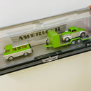 2021 M2 Machines Auto-Haulers Limited Edition 1/8,400 Willys Americar 1964 Dodge A100 Camper Van y 1941 Willys Coupe R52 21-28 con Llantas de Goma