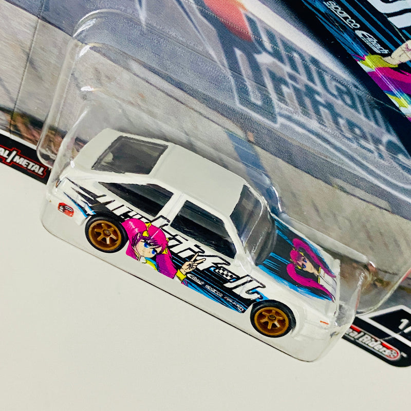 2022 Hot Wheels Premium Car Culture Mountain Drifters Anime Itasha Toyota AE86 Sprinter Trueno blanco Llantas de Goma RR