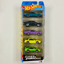 2025 Hot Wheels Fast & Furious Rápidos y Furiosos 5 Pack Set de 5 - 68 Plymouth Barracuda Formula S, 70 Dodge Charger R/T, 1966 Chevrolet Impala, Nissan Silvia S13, Porsche 911 GT3 RS