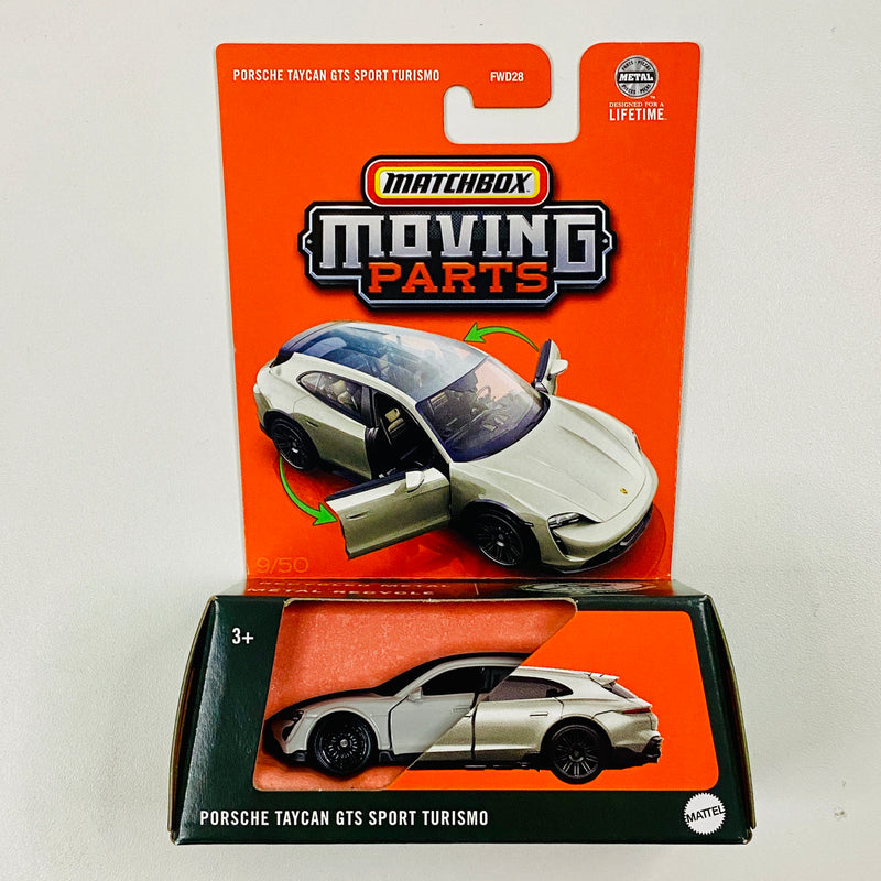 2025 Matchbox Moving Parts Porsche Taycan GTS Sport Turismo blanco