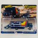 2024 Hot Wheels Premium Car Culture Team Transport 70 Plymouth AAR Cuda y camión Sakura Sprinter azul Llantas de Goma RR