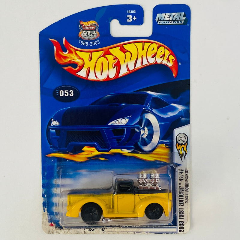 2003 Hot Wheels First Editions 1941 Ford Pickup 053 amarillo 5SP Primera Edición - Detalle Tarjeta
