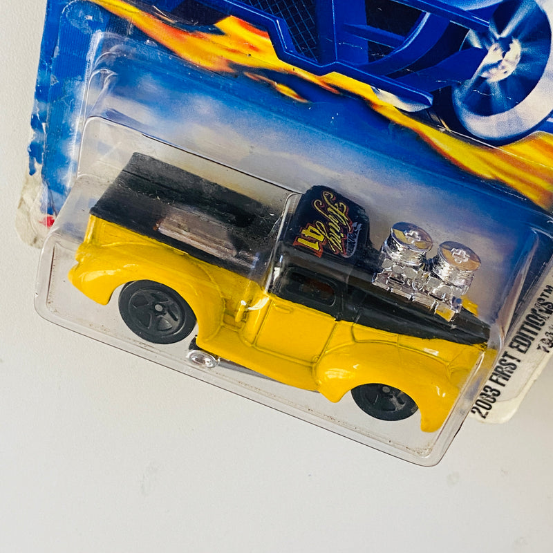 2003 Hot Wheels First Editions 1941 Ford Pickup 053 amarillo 5SP Primera Edición - Detalle Tarjeta