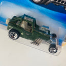 2009 Hot Wheels New Models Custom 42 Jeep CJ-2A verde oliva militar 5SP Primera Edición