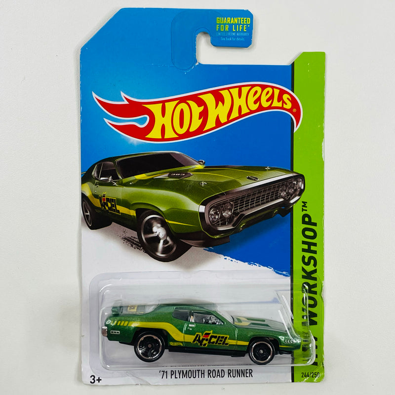 2014 Hot Wheels HW Workshop 71 Plymouth Road Runner verde metálico MC5