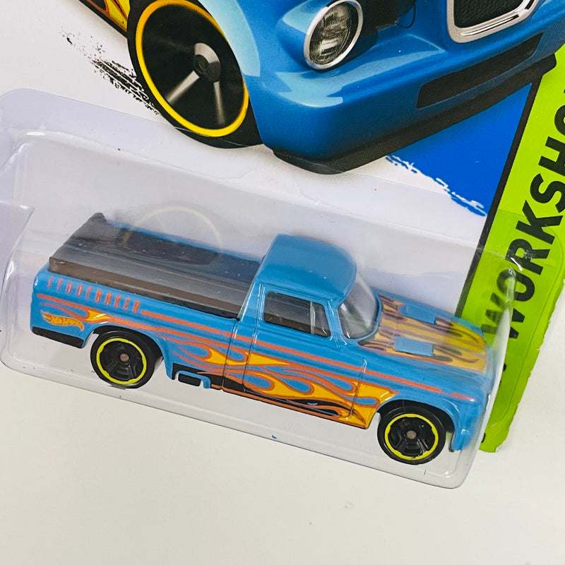 2015 Hot Wheels HW Workshop 63 Studebaker Champ celeste con flamas MC5