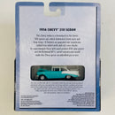 2001 Hot Wheels 100% Black Box Limited Edition 56 Chevy 210 Sedan turquesa con blanco Llantas de Goma RR