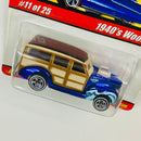 2005 Hot Wheels Classics Series 1 1940's Woodie Ford azul spectraflame 5SP base ZAMAC