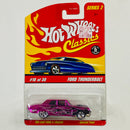 2006 Hot Wheels Classics Series 2 Ford Thunderbolt rosado spectraflame con flamas Goodyear 5SP base ZAMAC