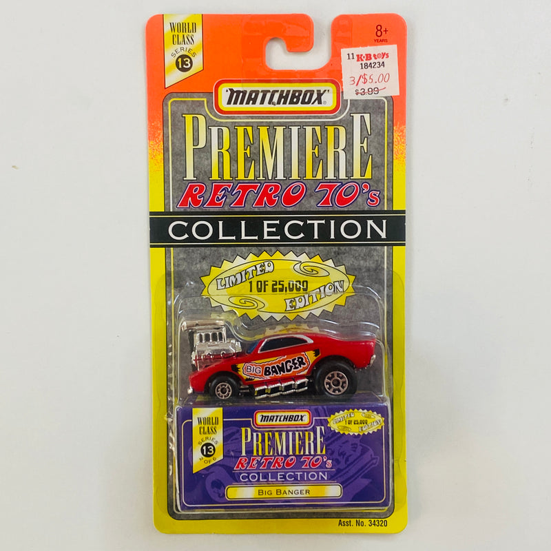 1998 Matchbox Premiere Retro 70s Collection Limited Edition 1/25,000 Dodge Charger Big Banger rojo