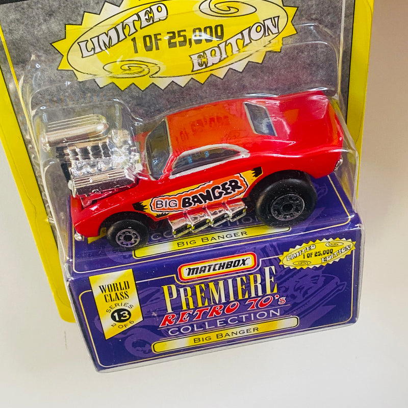 1998 Matchbox Premiere Retro 70s Collection Limited Edition 1/25,000 Dodge Charger Big Banger rojo