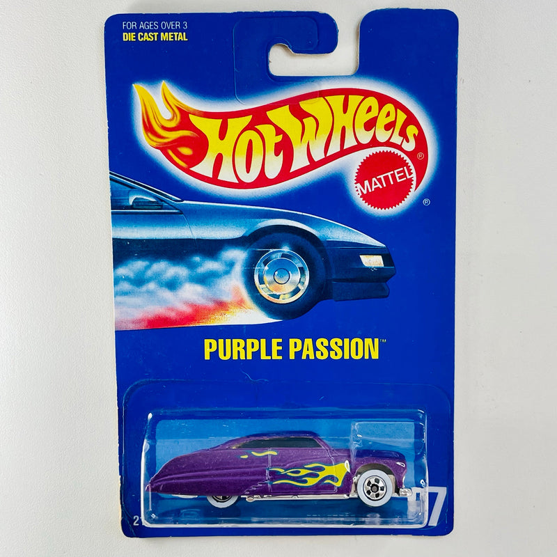 1990 Hot Wheels Purple Passion 49 Mercury 87 morado metálico WW variante Interior Beige Primera Edición