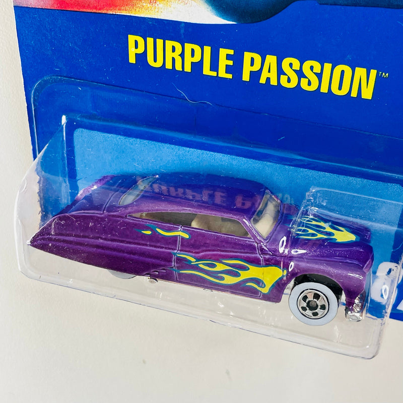 1990 Hot Wheels Purple Passion 49 Mercury 87 morado metálico WW variante Interior Beige Primera Edición