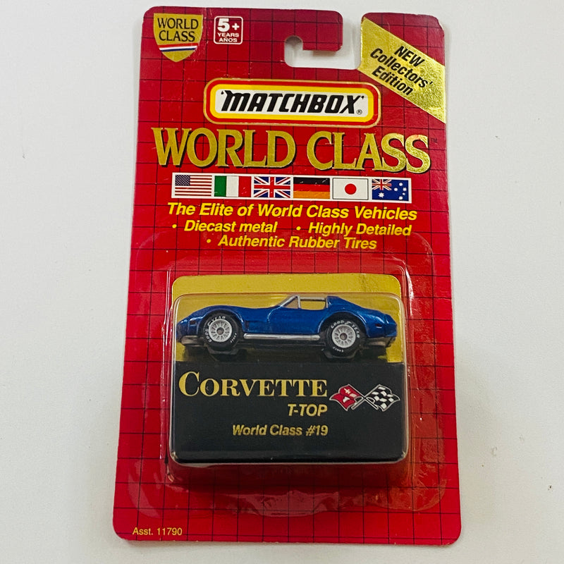 1992 Matchbox World Class Collectors Edition Corvette T-Top azul metálico Llantas de Goma