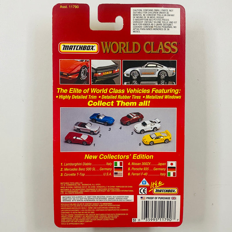 1992 Matchbox World Class Collectors Edition Porsche 935 blanco Llantas de Goma