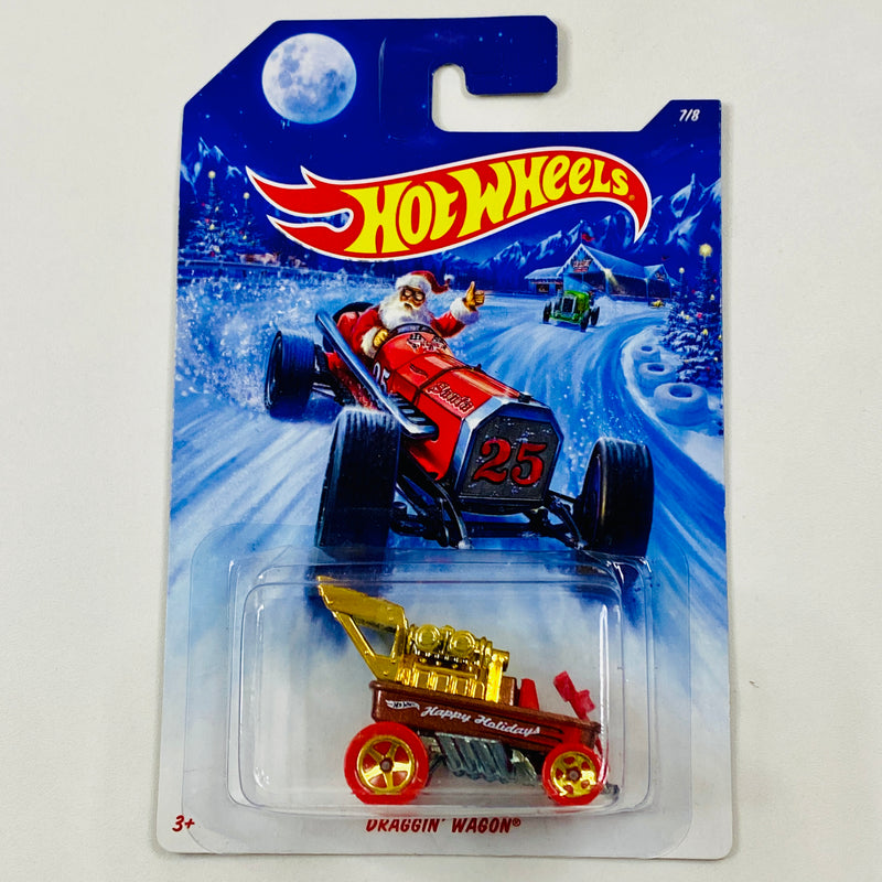 2014 Hot Wheels Walmart Exclusive Holiday Hot Rods Radio Flyer Draggin Wagon cobre metálico 5SP base ZAMAC