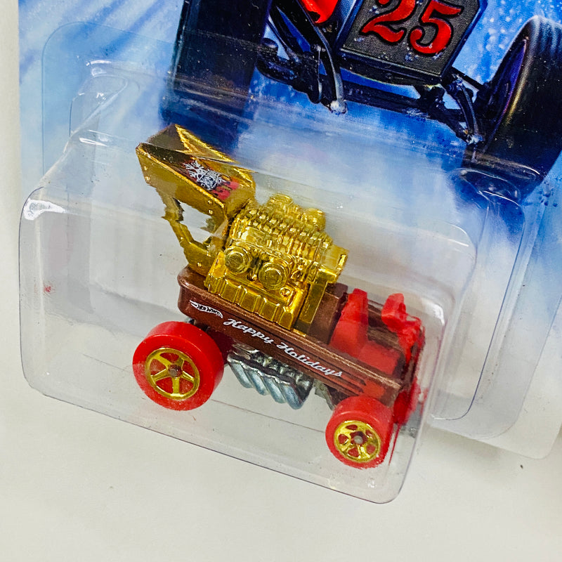 2014 Hot Wheels Walmart Exclusive Holiday Hot Rods Radio Flyer Draggin Wagon cobre metálico 5SP base ZAMAC