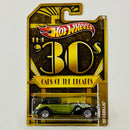 2012 Hot Wheels Walmart Exclusive 30s Cars of the Decades 35 Cadillac verde oliva con negro LW base ZAMAC