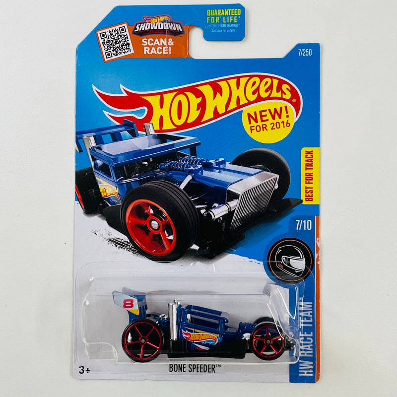 2016 Hot Wheels HW Race Team Bone Speeder azul metálico OH5 Primera Edición