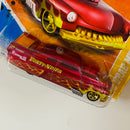 2010 Hot Wheels HW Premiere 49 Drag Mercury rojo metálico con flamas 5SP Primera Edición