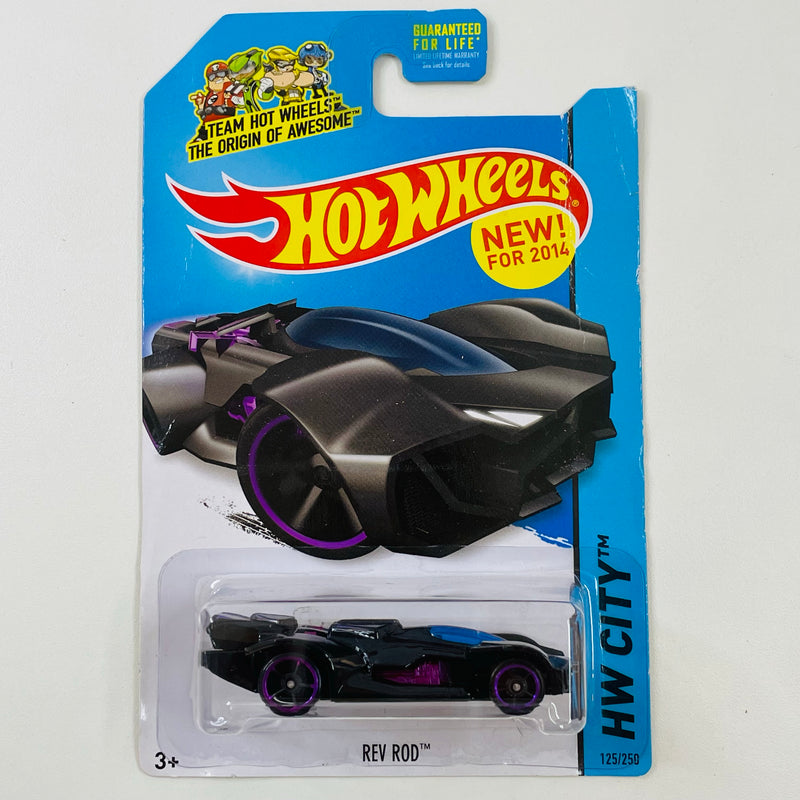 2014 Hot Wheels Team Hot Wheels The Origin of Awesome HW City Rev Rod negro 5SP Primera Edición