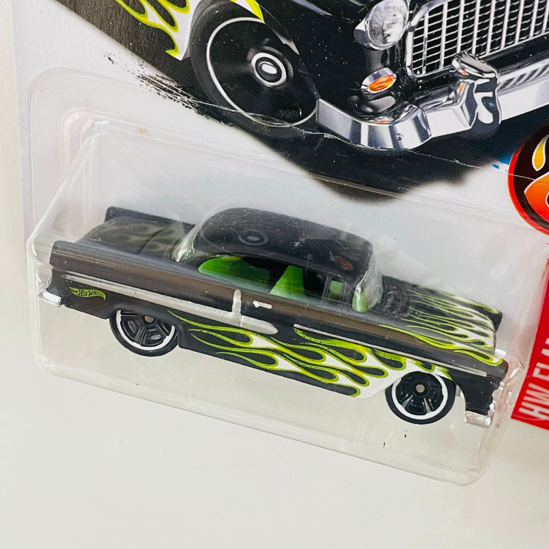 2017 Hot Wheels HW Flames 55 Chevy negro con flamas MC5