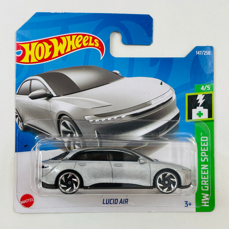 2022 Hot Wheels HW Green Speed Lucid Air plata metálico RA6 Primera Edición Tarjeta Europea