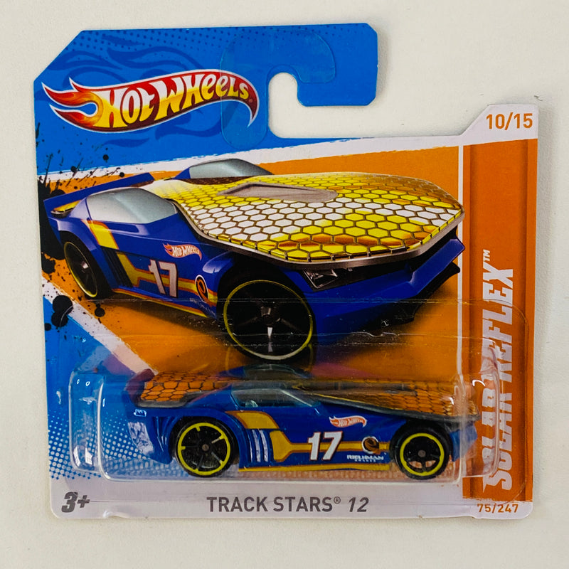 2012 Hot Wheels Track Stars Solar Reflex azul OH5 base ZAMAC Blíster Europeo