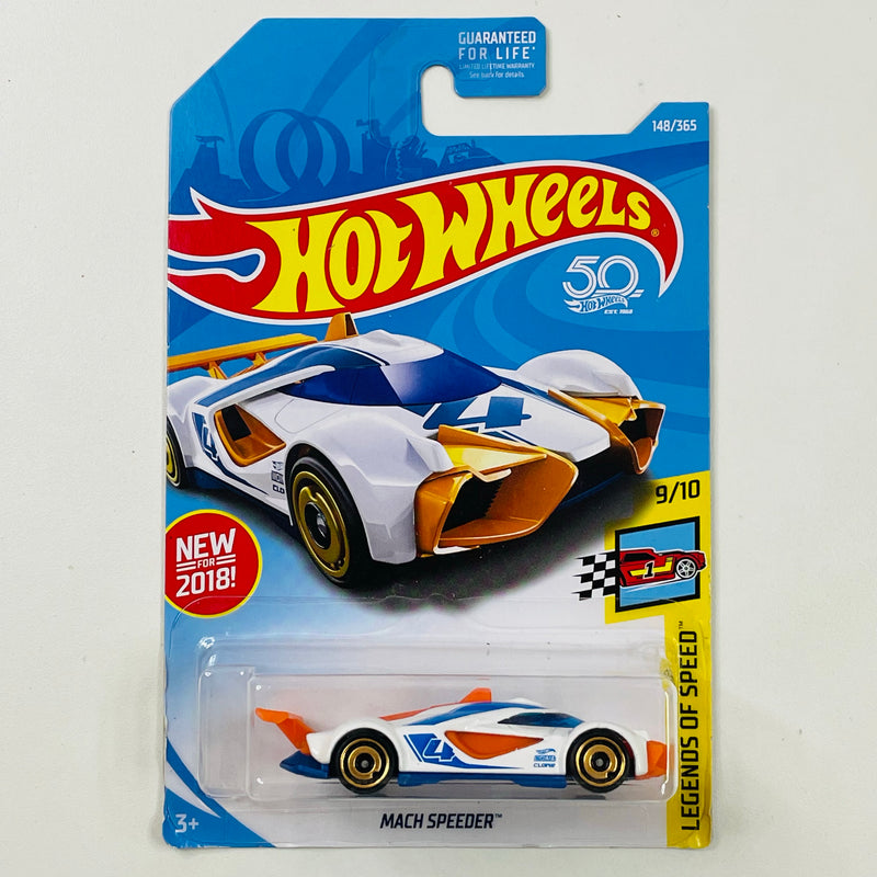 2018 Hot Wheels Legends of Speed Mach Speeder blanco AD Primera Edición
