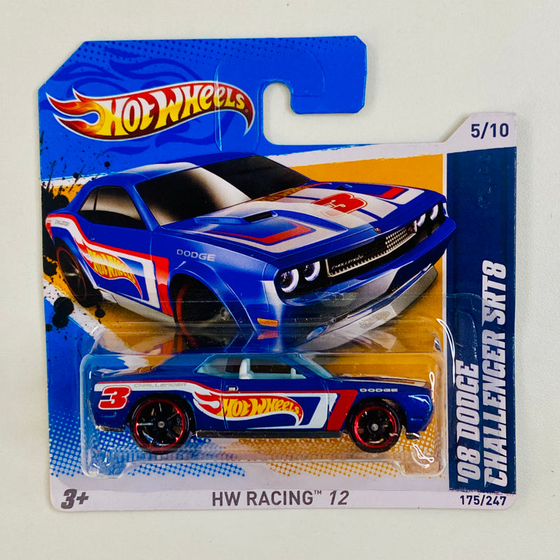 2012 Hot Wheels HW Racing 08 Dodge Challenger SRT8 azul metálico OH5 Blíster Europeo