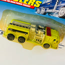 2000 Hot Wheels Haulers Custom Firetruck Camión de Bomberos amarillo 10SP Primera Edición
